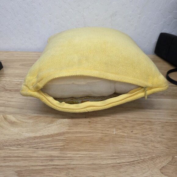 Vintage Needlepoint Floral Throw Pillow Yellow 12x15in Approx - Picture 4 of 7